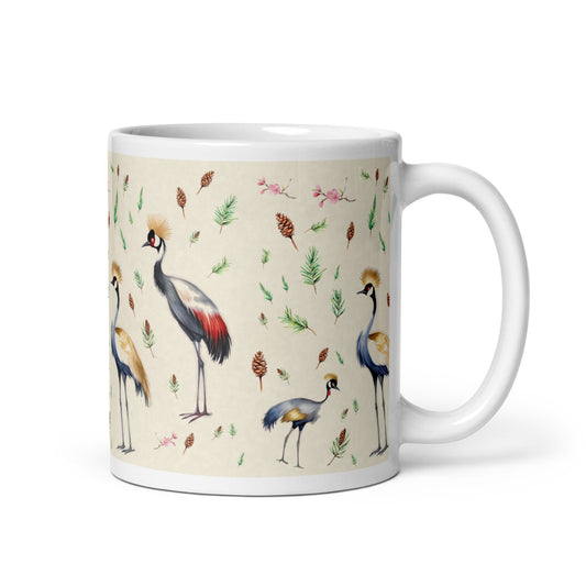 Crane & Pine Mug - watercolour design