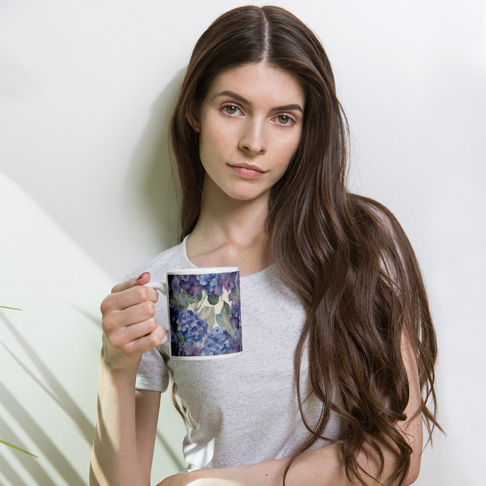 Hydrangea Haze Mug - shown in a home setting